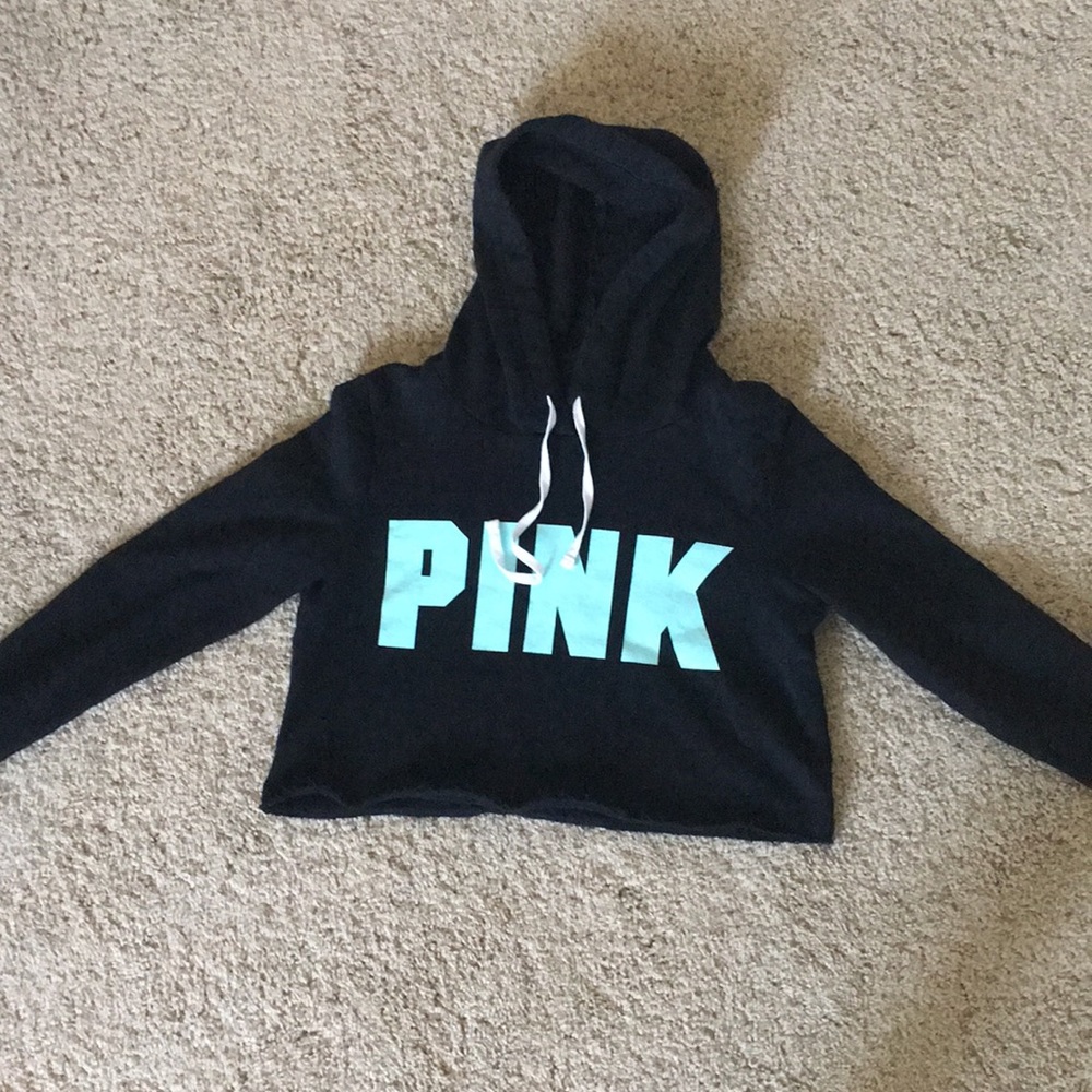Victoria Secret PINK cropped black hoodie